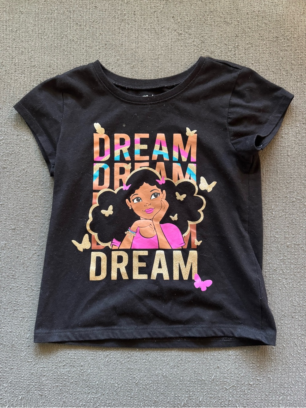 The Children's Place Black Tee with Colorful 'DREAM' Graphic